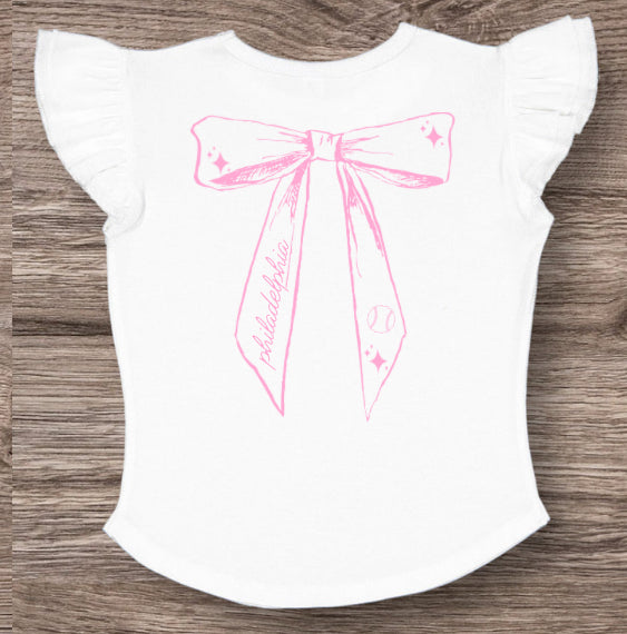 Baseball bow flutter tee