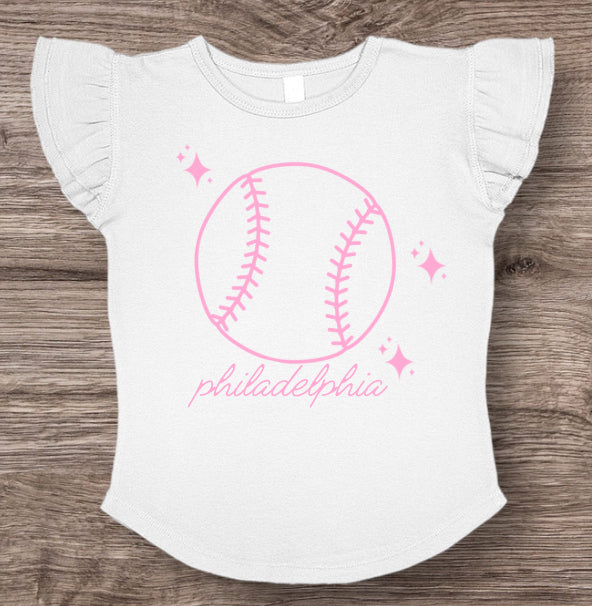 Baseball bow flutter tee