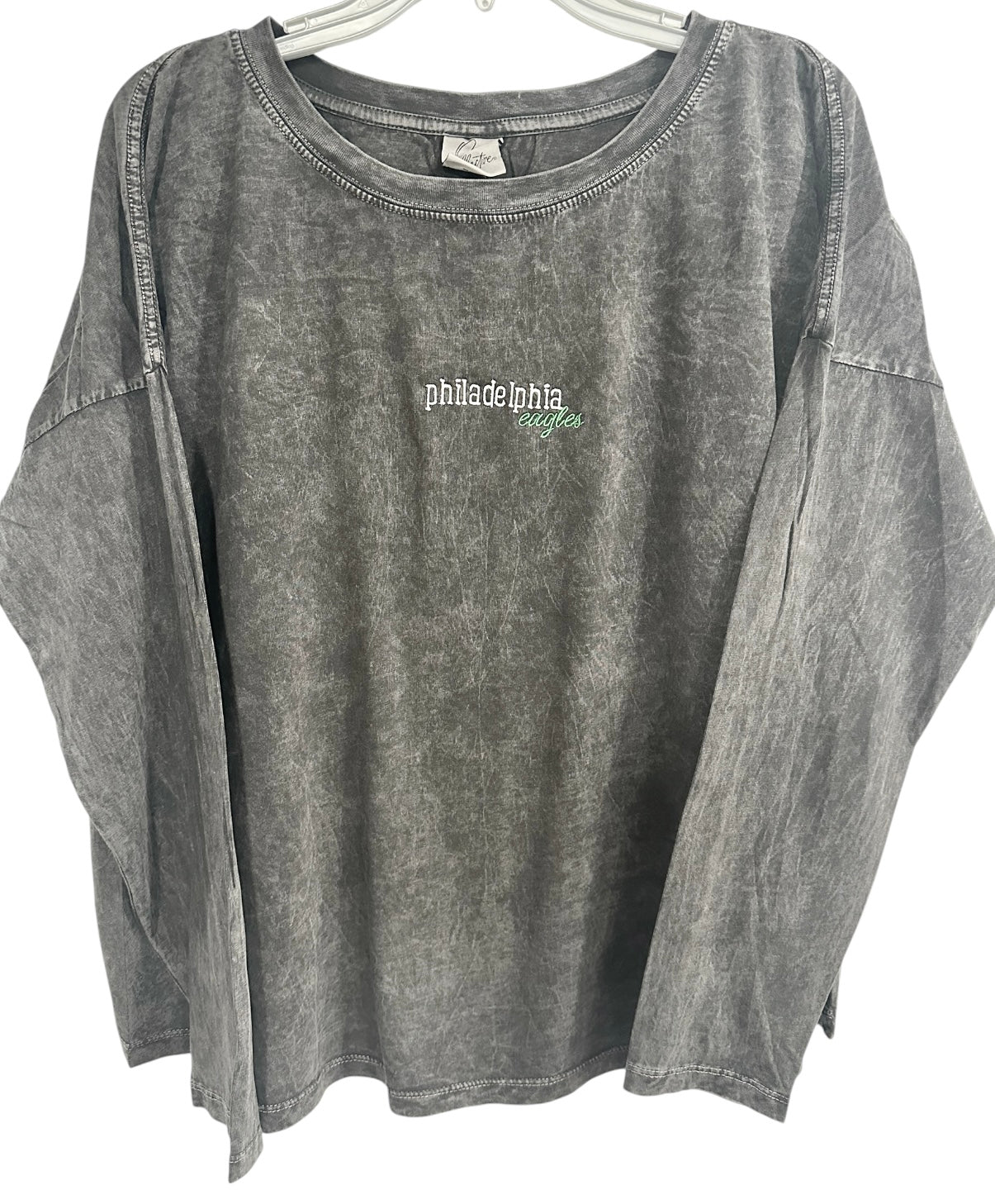 Vintage wash embroidered Philadelphia eagles long sleeve tee