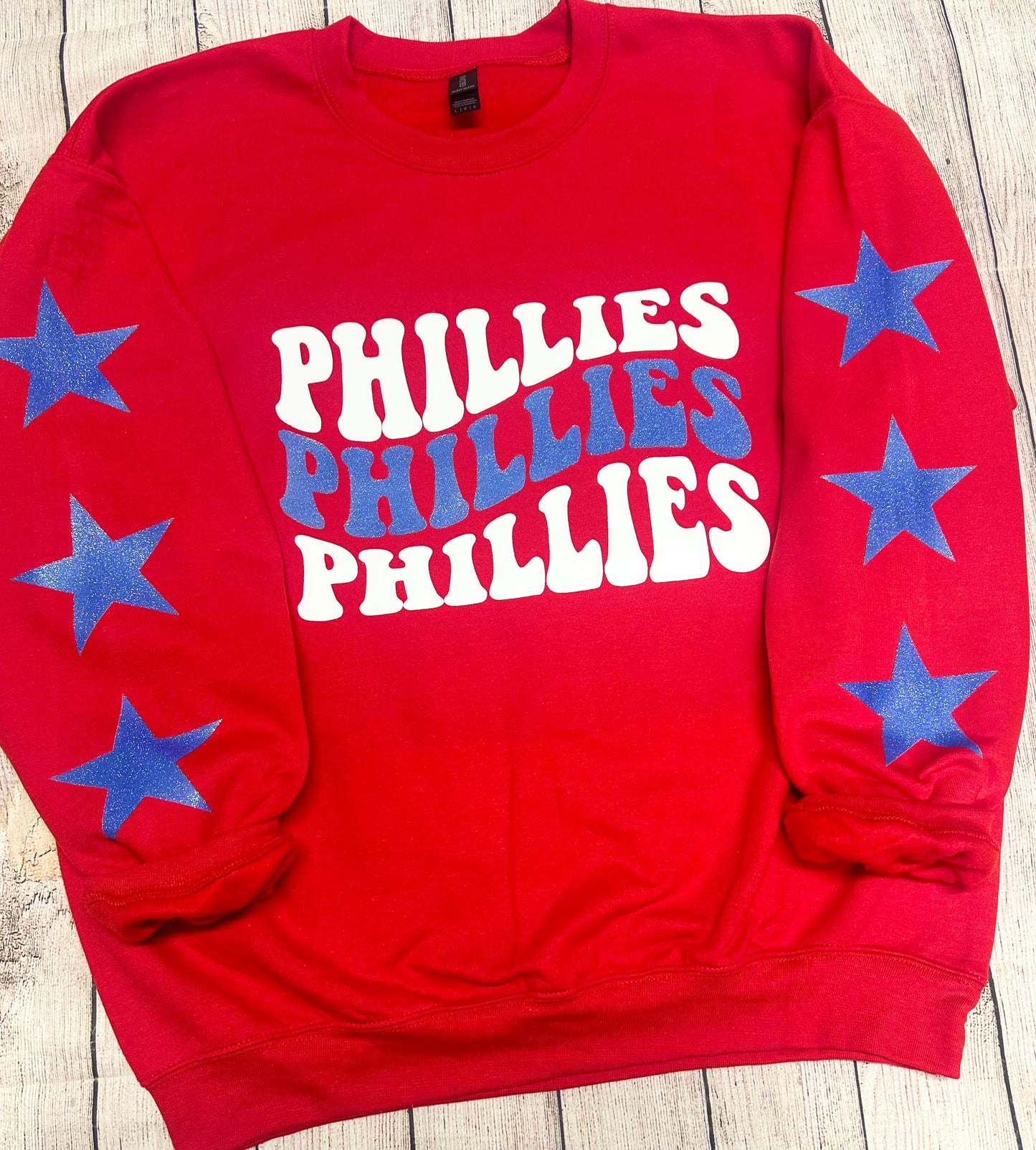 Puff and Glitter Phillies Star Sleeve sweatshirt