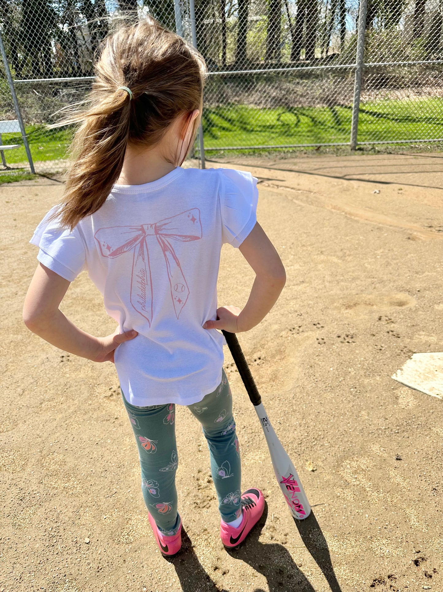Baseball bow flutter tee