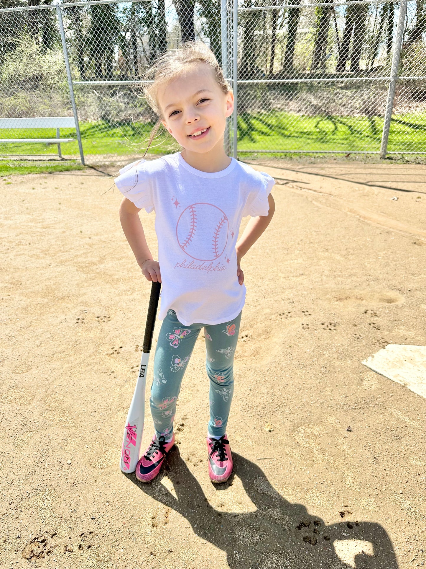Baseball bow flutter tee