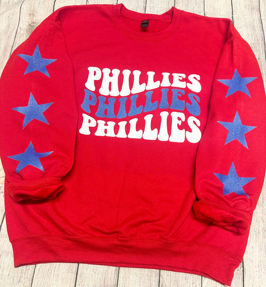 Puff and Glitter Phillies Star Sleeve sweatshirt
