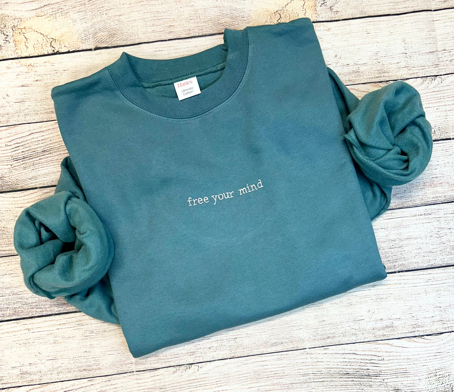 Embroidered motivational words sweatshirt