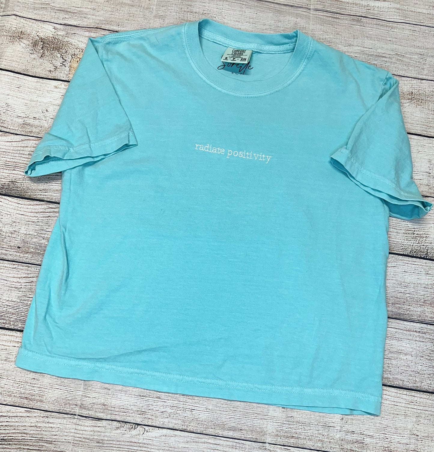 Radiate positivity embroidered comfort colors boxy tee