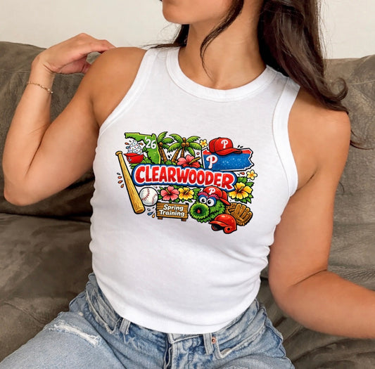 Spring Training Doodle Cropped Tank