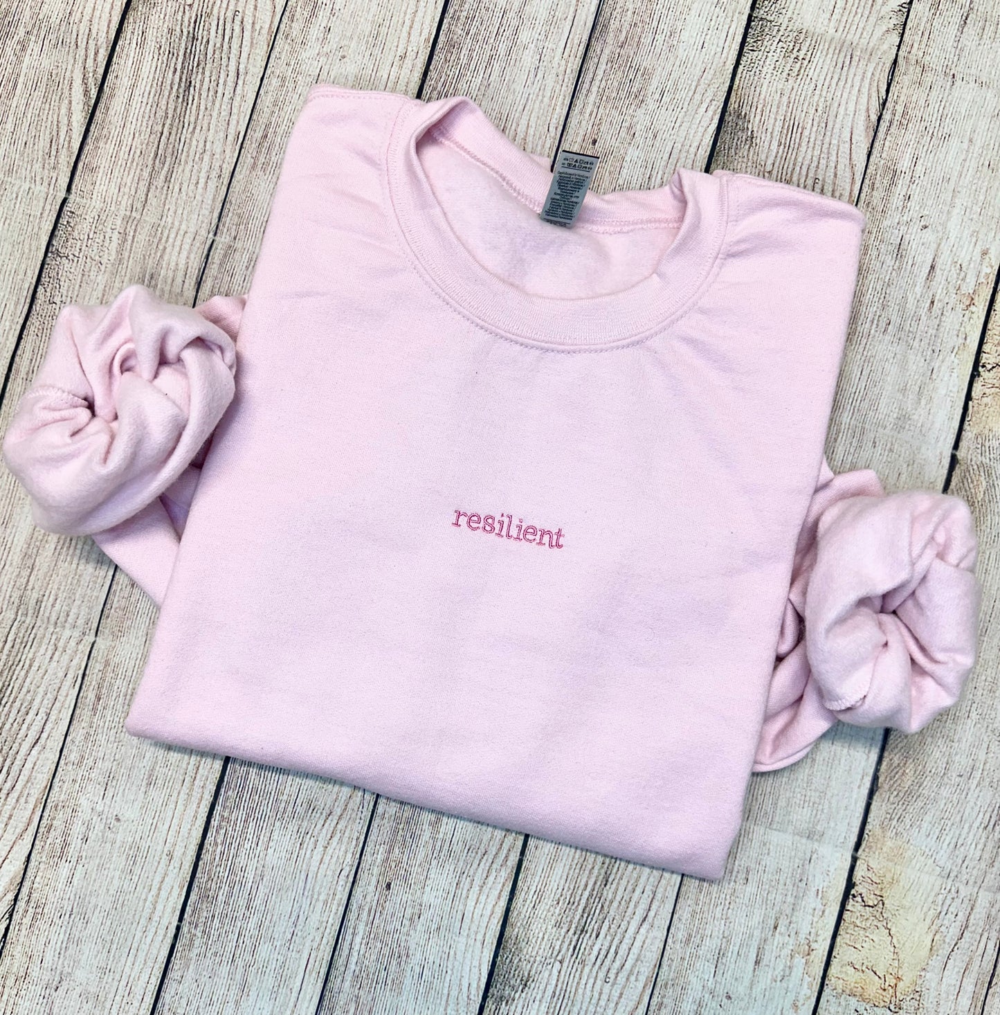 Embroidered motivational words sweatshirt