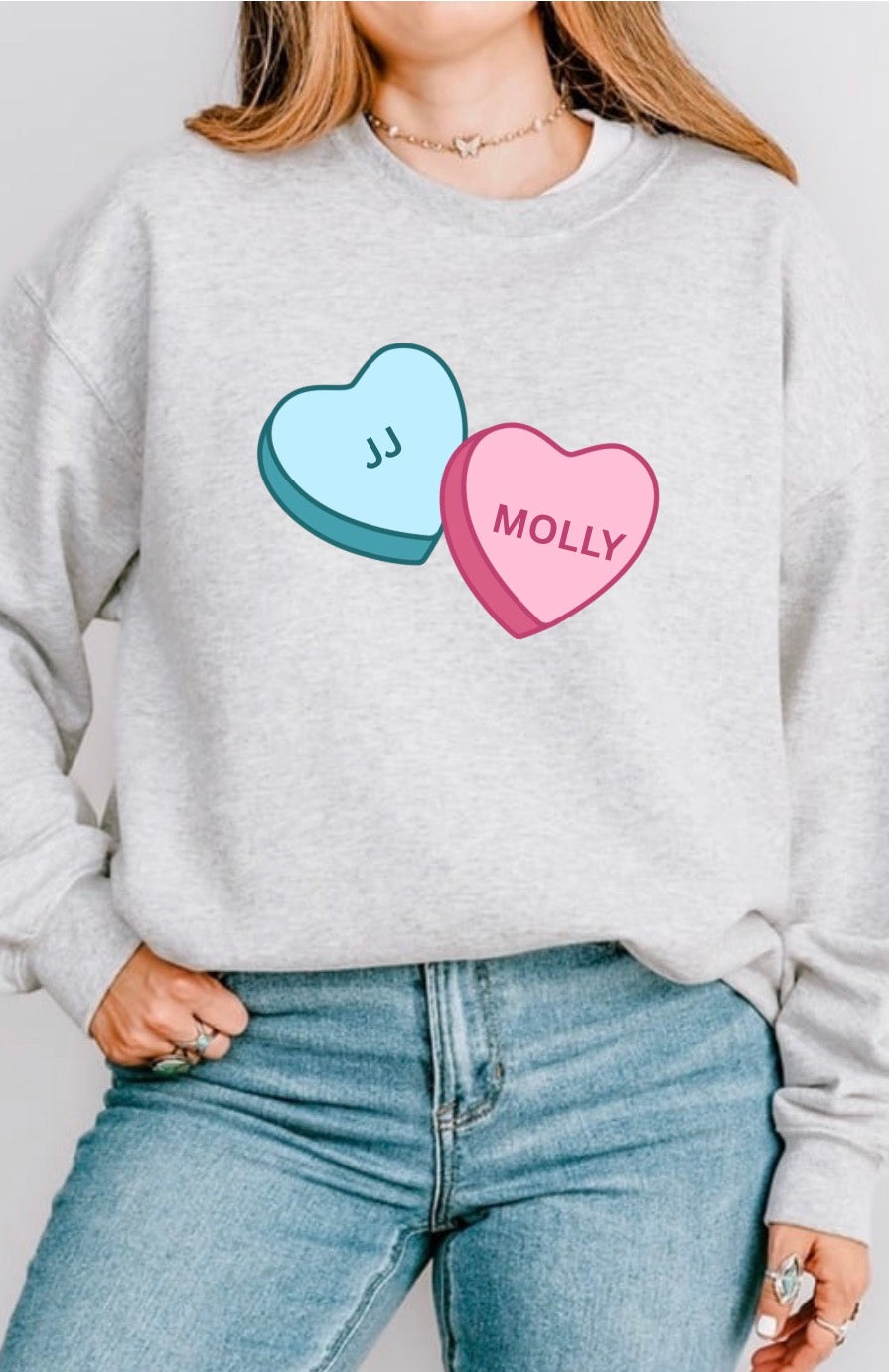 Personalized Candy heart sweatshirt