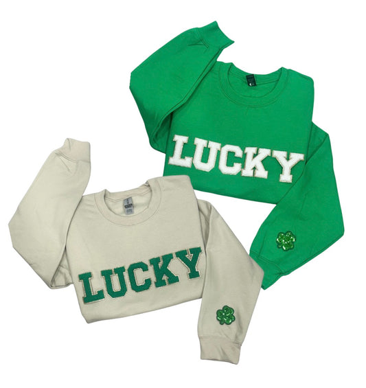 Lucky Patch Sweatshirt / shamrock sleeve