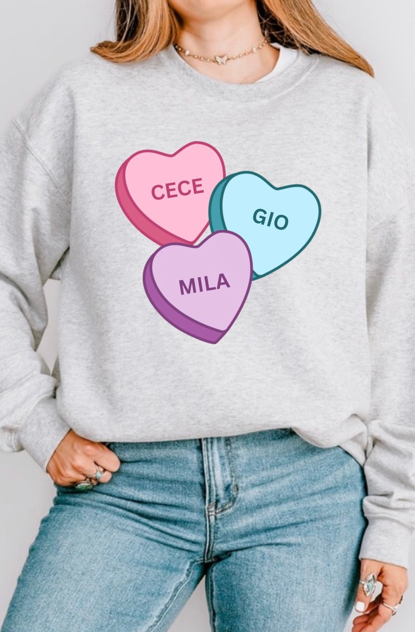 Personalized Candy heart sweatshirt