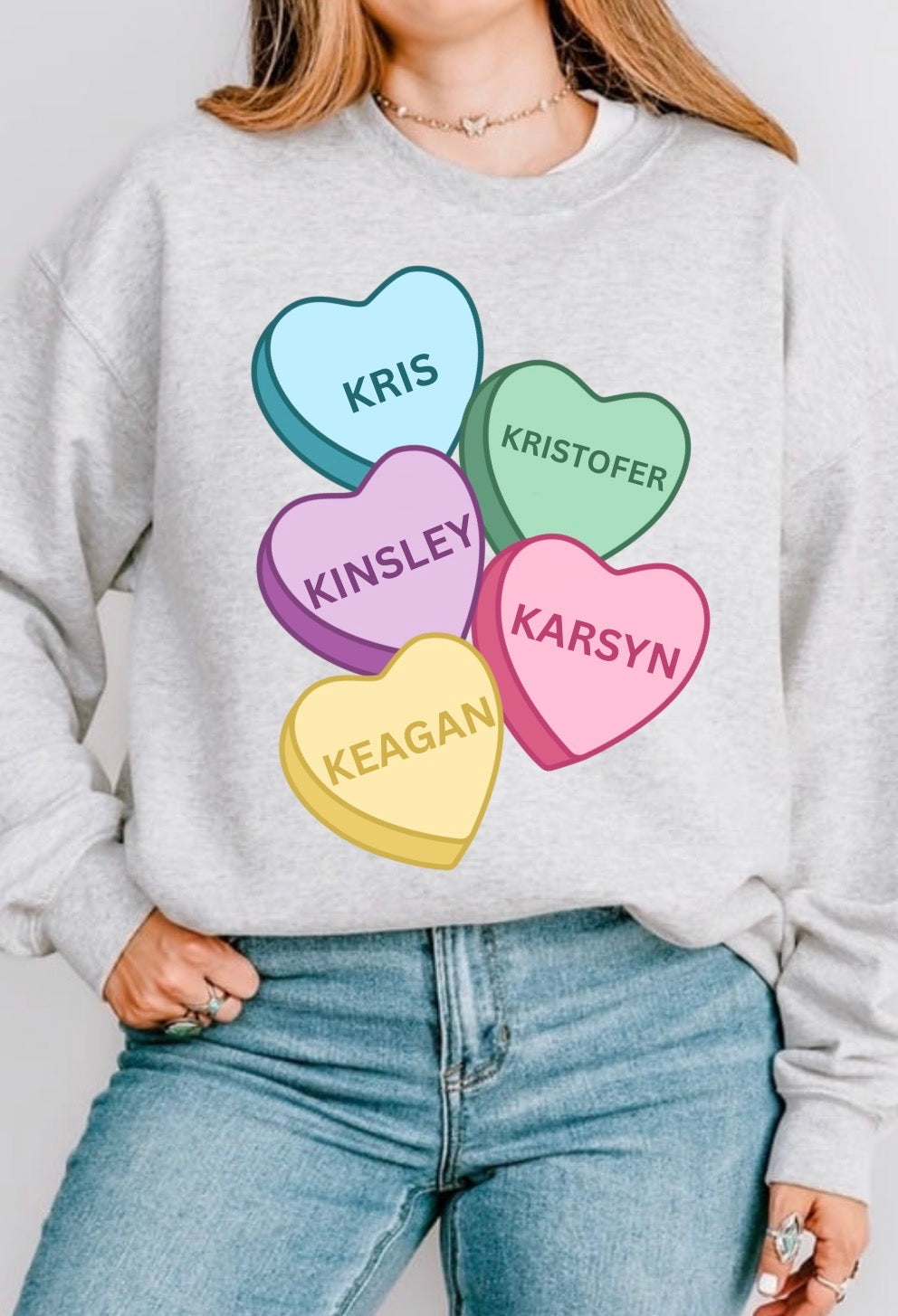 Personalized Candy heart sweatshirt